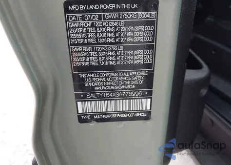 2003 Land Rover Discovery Se from USA, damaged, VIN SALTY164X3A778996